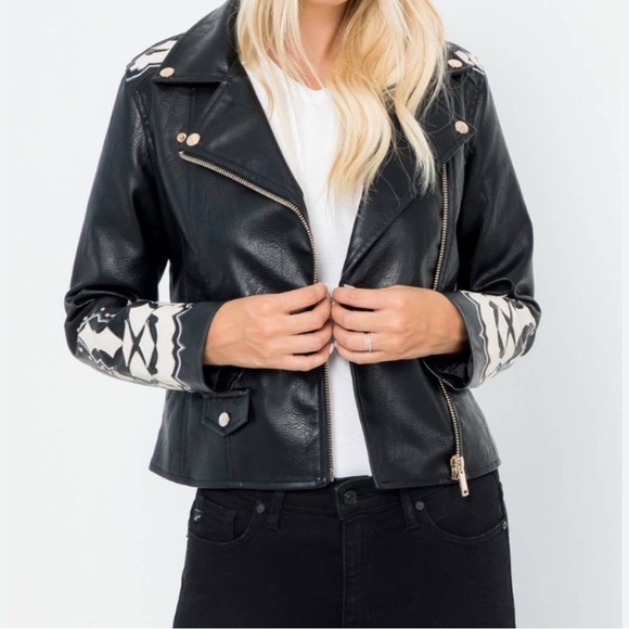 Stoosh Jackets & Blazers - STOOSH Woman's Embellished Faux Leather Jacket